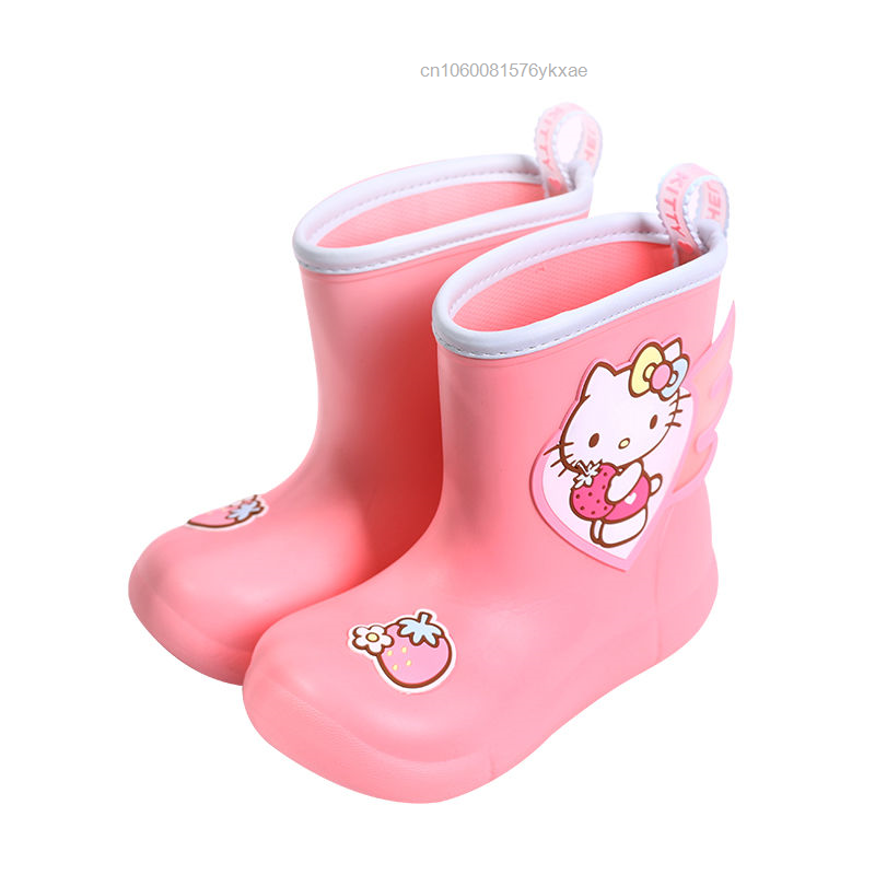Sanrio Hello Kitty การ์ตูนกราฟิกเด็กฝนรองเท้ากันน้ำยาง EVA ลื่นเด็กวัยหัดเดินเด็กรองเท้าเด็กชายหญิงรอ...