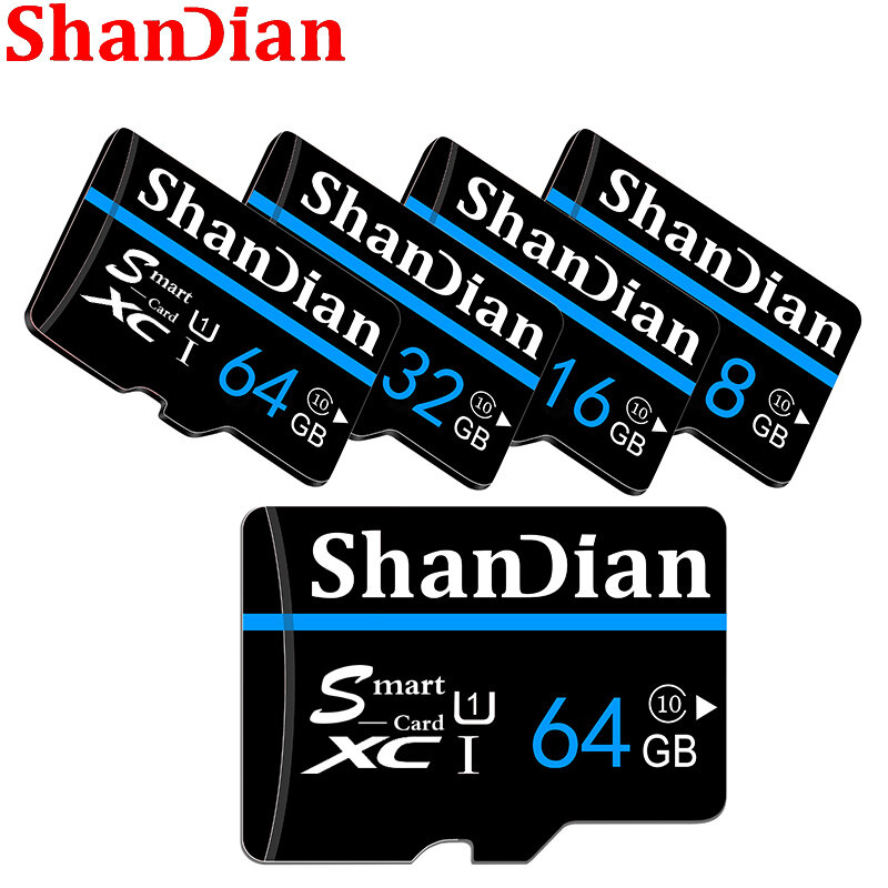 Transferência de alta velocidade esperta de shandian 32gb sd tf cartão class10 com adaptador os cartões de memória 64gb 128gb 16g 8g para o telefone da câmera etc