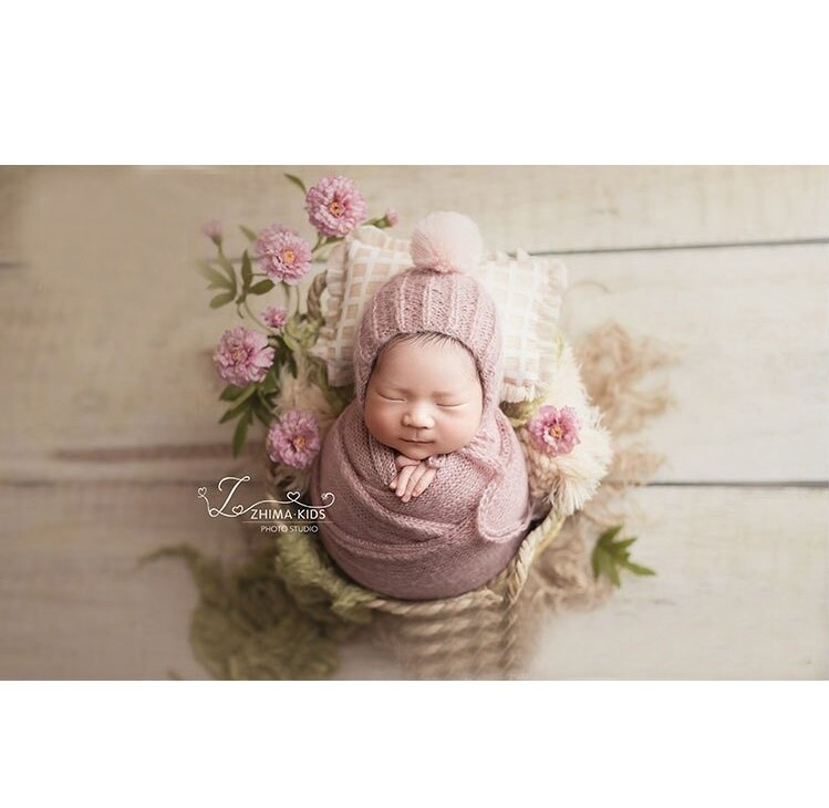 2 pz/set puntelli per fotografia neonato coperta avvolgente coperta lavorata a maglia di lana cappello per bambini Neborn Photo Prop Shoot accessori da Studio
