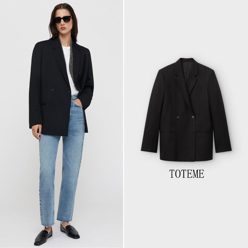 Toteme New Suit Women's Clothing Double-breasted Suit Jacket Light And Familiar All-match Elegant Temperament Tops For Women