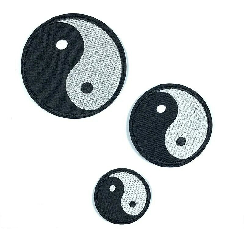 3Pcs Lotus Taiji Patch Chinesische Religiöse Tai Chi Yin und Yang Stickerei DIY Eisen auf Applique Nähen Stoff Magie bagua Sonne Mond
