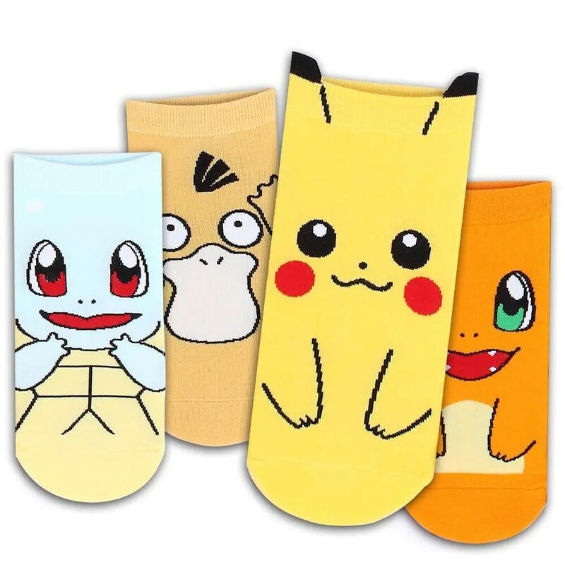 1 par pokemon harajuku anime meias pikachu dos desenhos animados das mulheres meias de moda japonesa menina kawaii baixo tubo meias verão tornozelo meia