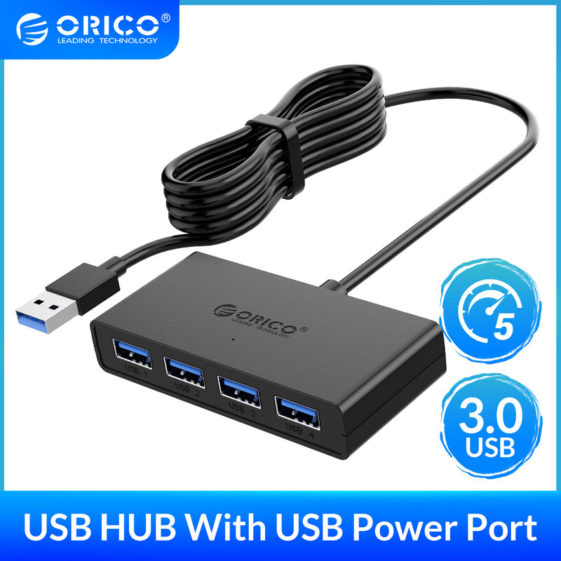 ORICO – Mini plateforme de 4 ports USB 3.0, alimentation électrique OTG avec lecteur flash, interface d'énergie, pour ordinateur, MacBook portable, tablette, concentrateur USB OTG