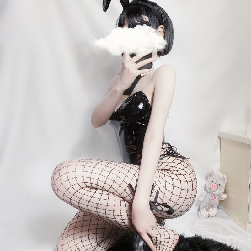 Faux Leder Kaninchen Frau Set Bunny Girl Kostüm KDA ALLE OUT Kostüm Sexy Cosplay für Frauen Bunny Anzug Overall LOL spiel