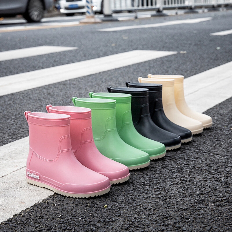 Waterproof Rain Boots for Girls Women Work Shoes Non Slip Anti Skip Water Shoes Pink Botas PVC 36-40 Size Fashion
