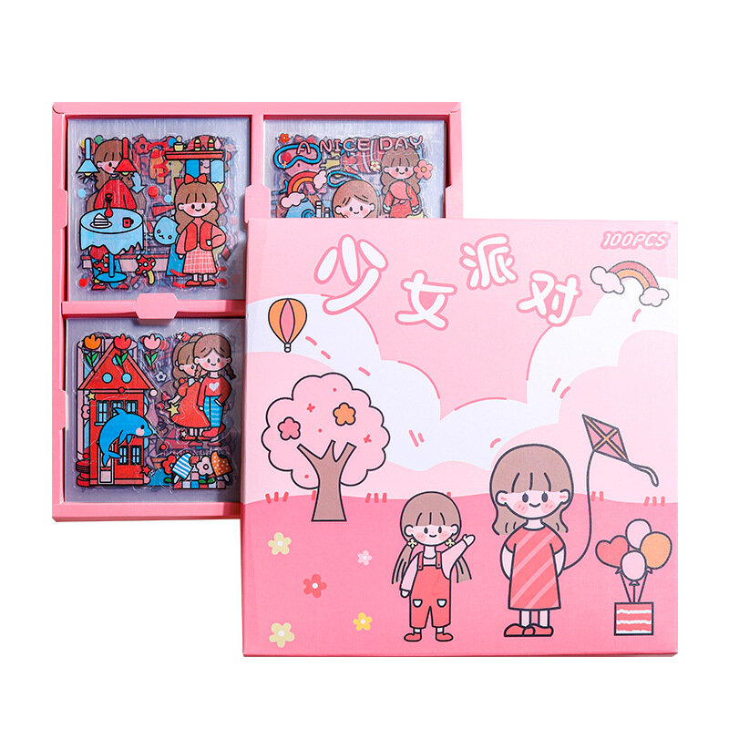 100Pcs Kawaii Briefpapier Stickers Zoete Leuke Meisjes Serie Dagboek Planner Decoratieve Stickers Voor Scrapbooking Koreaanse Stickers