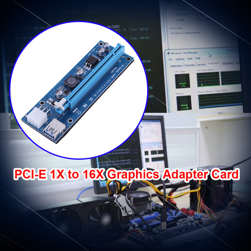 PCI-E Express 16X Riser Board PCIe 6-Pin พอร์ต USB3.0 1x To 16x Extender Mining พิเศษ Riser การ์ดสำหรับ BTC Mining