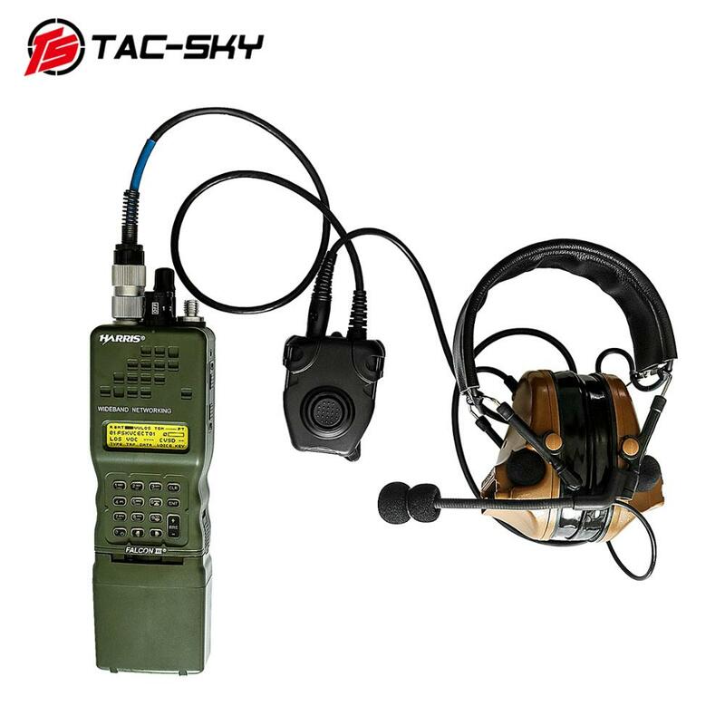 Ts TAC-SKY tático ptt 6 pinos para peltor ptt militar walkie talkie rádio modelo um/prc152 152a militar harris chassi virtual