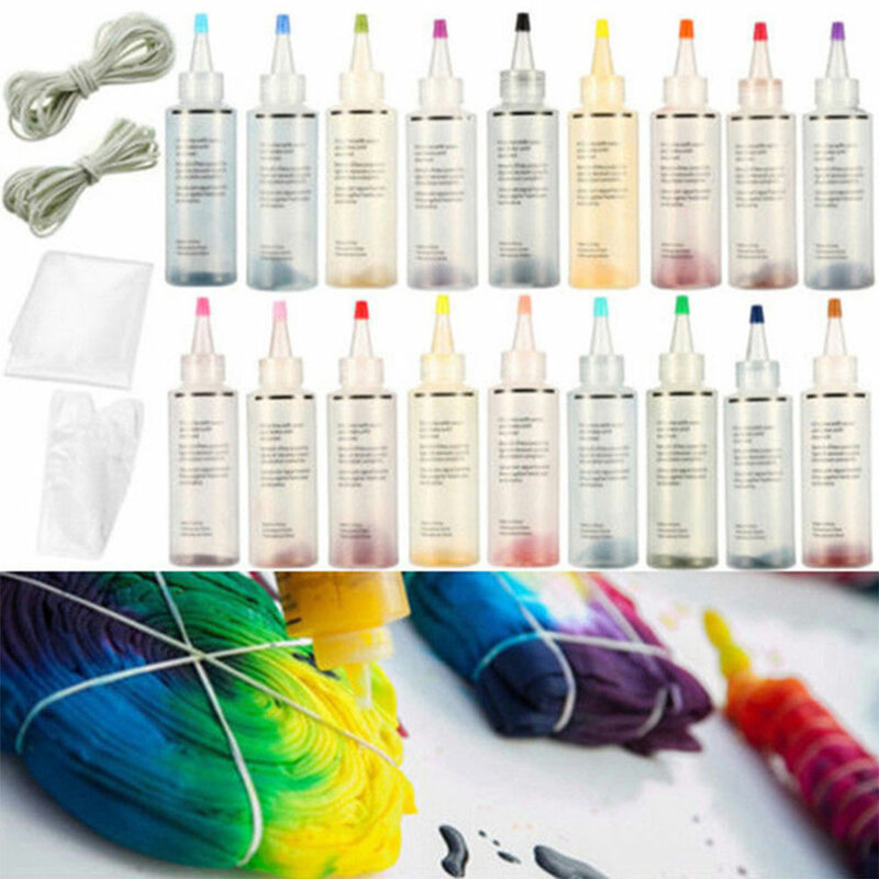 18 Kleur Tie Dye Set Permanente Verf Craft Tie Dye Kit Textiel Maken Niet Giftig Feestartikelen Kleurrijke Stof Art