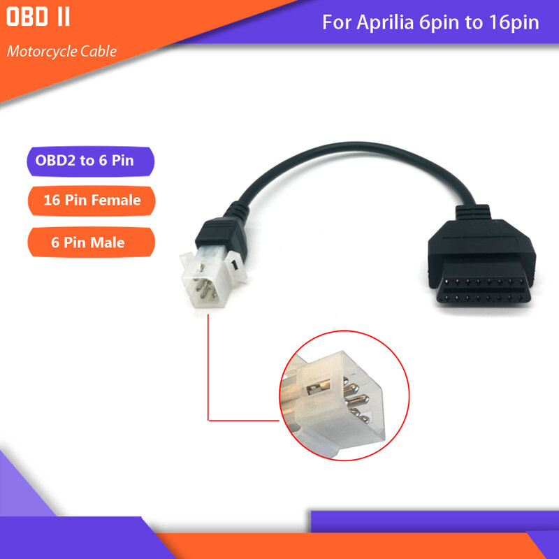 For Aprilia For Husqvarna OBD Motorcycle Diagnostic Cable Motorbike 6Pin To 16Pin OBD2 Adapter Connector