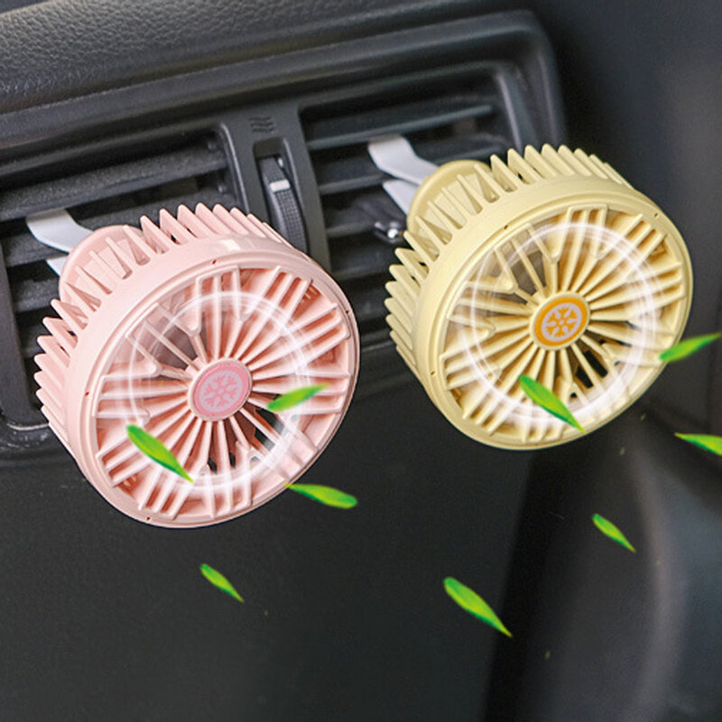Creative Three-speed Car Fan USB Fan Air Outlet Lighting LED Car Car Accessories Mini Convenient Fan Car Electrical Appliances