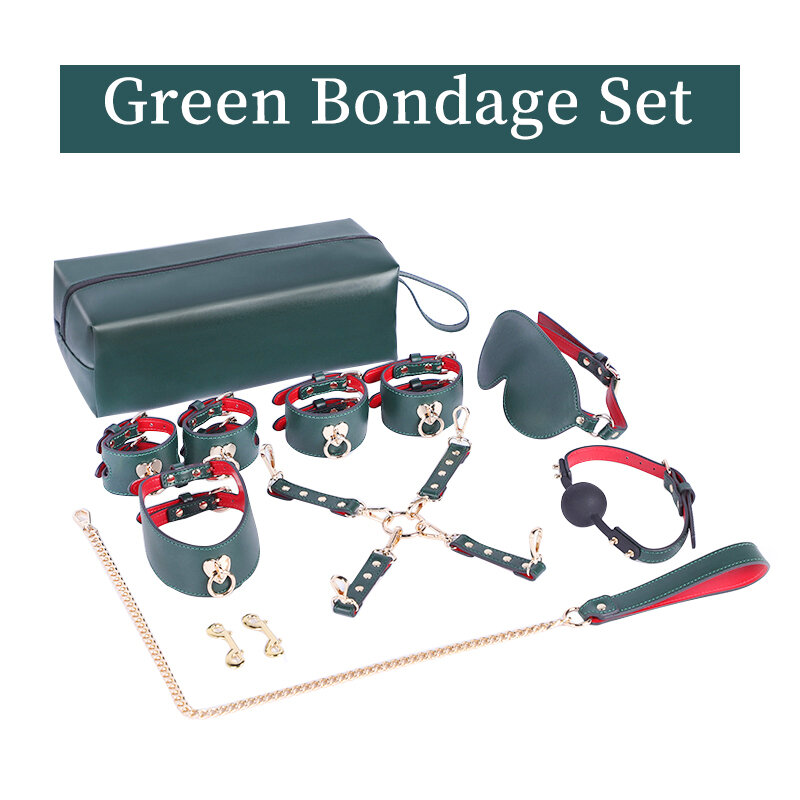 Portable BDSM Bondage Kits Bed Restraint Set Handcuffs Collar Gag Eye Mask Sex Toys For Women Couples Adult Games