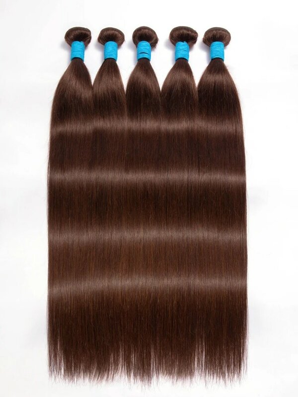 Extensiones de cabello humano peruano n. ° 4, mechones rectos sin procesar, Remy, marrón, sin enredos, venta al por mayor, 10A