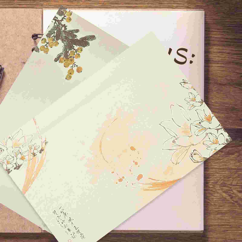 Lettres en papier, papeterie d'invitation, Vintage, doublure florale, Scrapbook imprimé rétro, Notes de vœux pour étudiants chinois