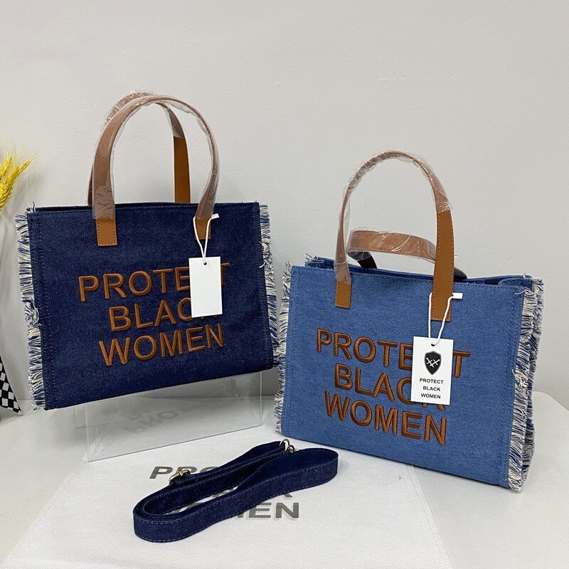 أنيقة السيدات الدنيم حمل الحقائب حماية أسود المرأة حقائب الكتف عالية السعة حمل حقيبة للنساء حقائب اليد النسائية العصرية