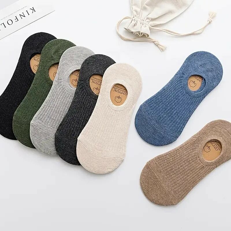 5Pair / Lot Men's Socks Non-slip Silicone Invisible Cotton Sock Breathable Mesh Comfortable Summer Thin Sports Men Sock Elastic