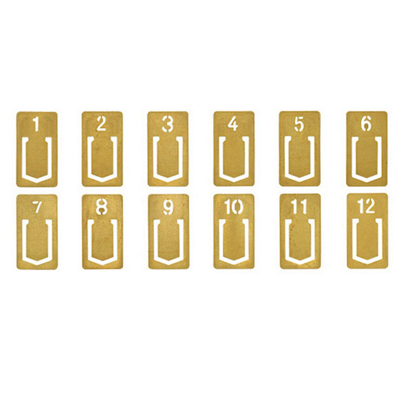 Hollow Brass Index Tabs Labels,For Books,Travel Notebooks,Numbers Icons Pattern,Copper Bookmarks Paperclips,Page Marking Sorting