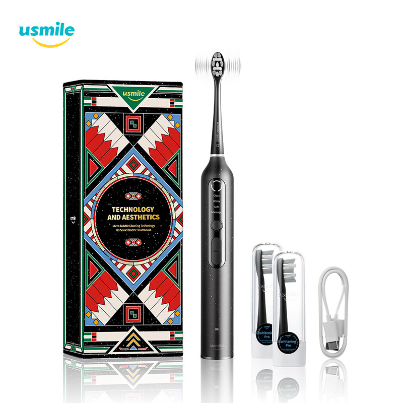 Usmile-cepillo de dientes eléctrico Ultra sónico, microburbuja verde, U3, para blanquear los dientes, IPX7, impermeable, recargable por USB, carga rápida