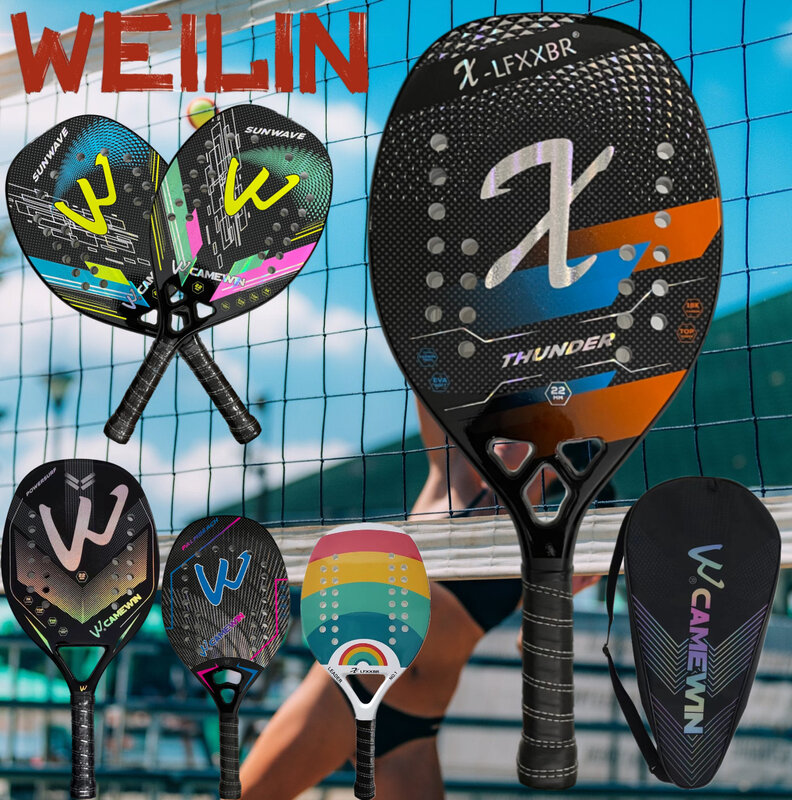 CAMEWIN new gradient color professional 3k beach tennis racket with bag
