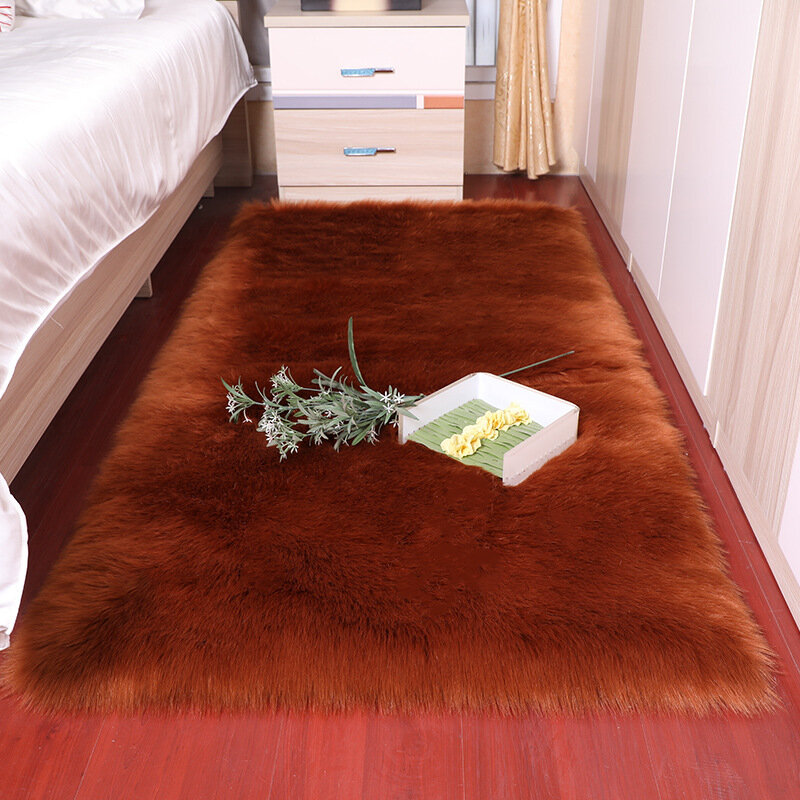 Peluche morbido pelle di pecora camera da letto tappeto imitazione comodino tappeto soggiorno divano cuscino tappeto bianco s rosso soggiorno tappeto di pelliccia