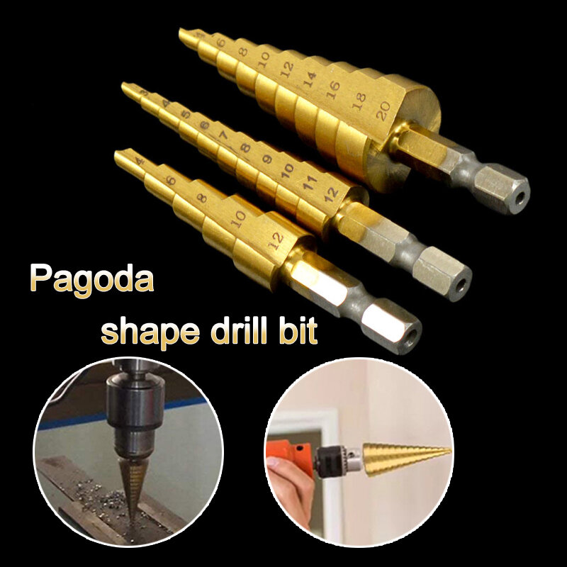 ขั้นตอนเจาะ Bit Sharpener สำหรับโลหะ Drills Bits Stage Multifunction ไม้ชุดไม้เครื่องมือ Stepped Drill Bit Conical ขั้นตอน