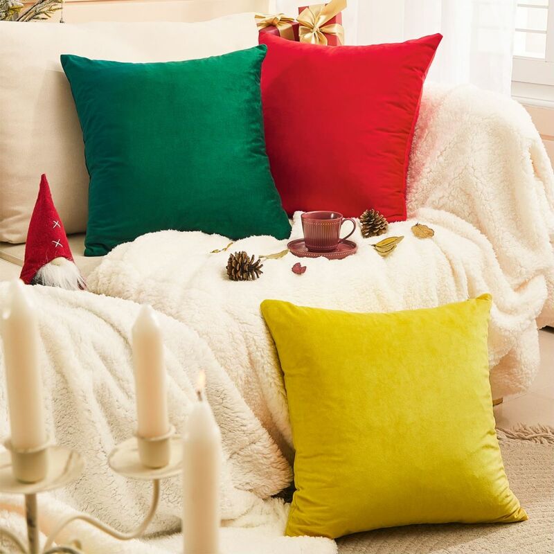 Housse de coussin en velours pour canapé,taie d'oreiller décorative carrée, doux et solide, jeter, 45x45 cm/40 x 40cm