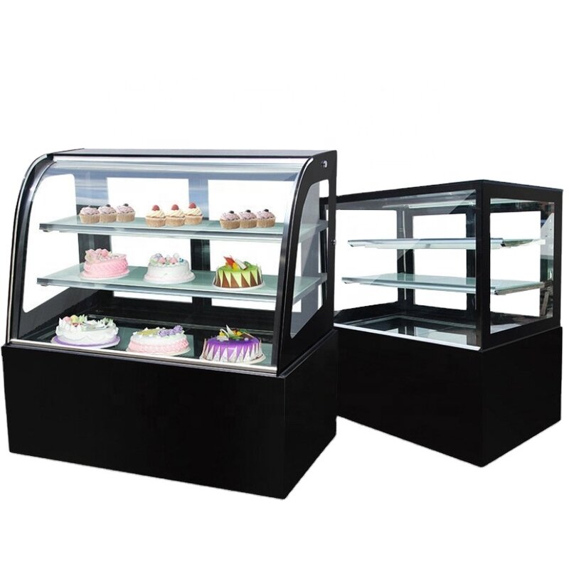Refrigerador de ar comercial curvo mesa topo fresco mantendo gabinete refrigerado bolo sorvete vitrine gabinete exibição