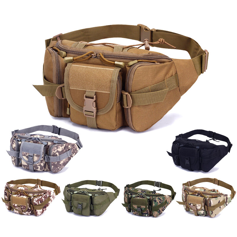 男性用多機能防水バッグ,ミリタリーカモフラージュとスポーツバッグ,釣り戦術的なウエストバッグ
