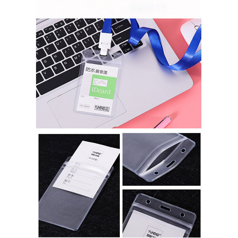 Transparent Card Cover Lanyard Card Badge Holder for Office School Exhibition with Lanyard Vertical Horizontal Available