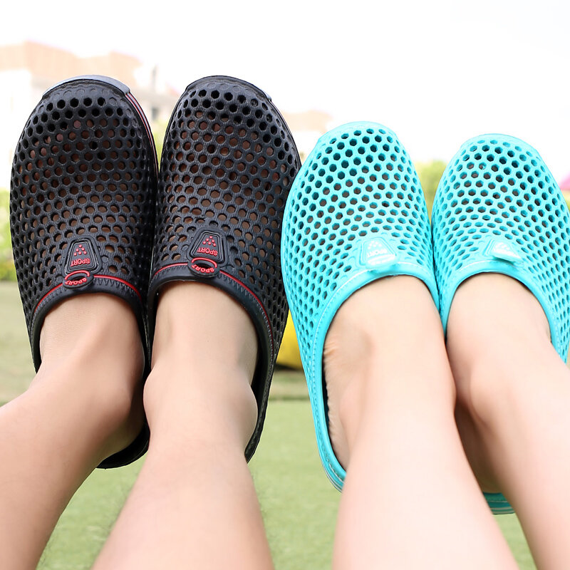 YISHEN kapcie męskie sandały obuwie drążą lekkie sandały Unisex oddychająca ogród lato plaża Zapatos Hombre