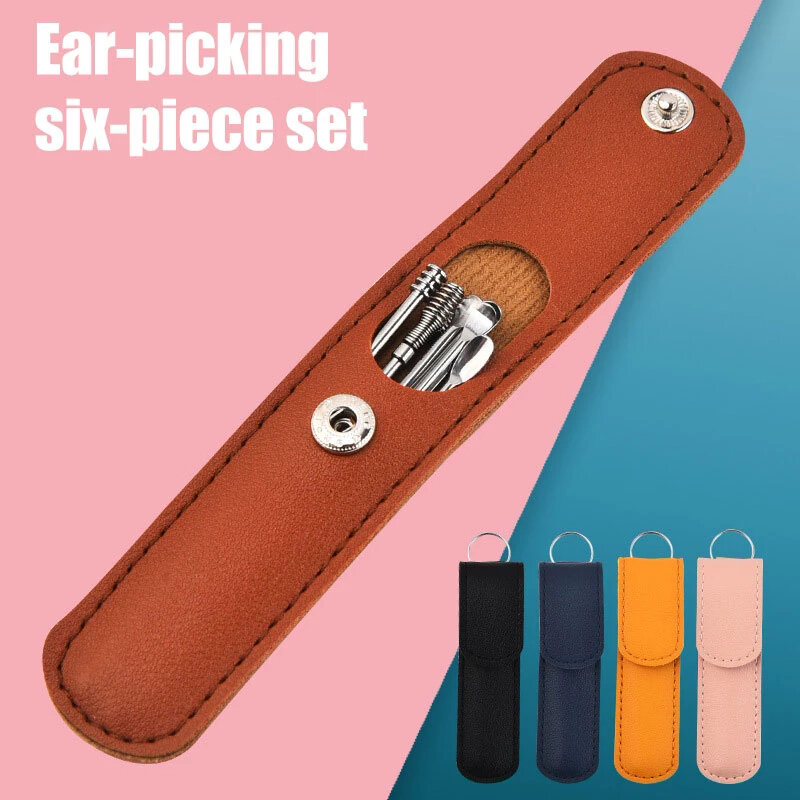 Curette de nettoyage de cire d'oreille en acier inoxydable, ensemble d'outils avec sac de rangement, cure-oreille en spirale, vente en gros, 10 pièces