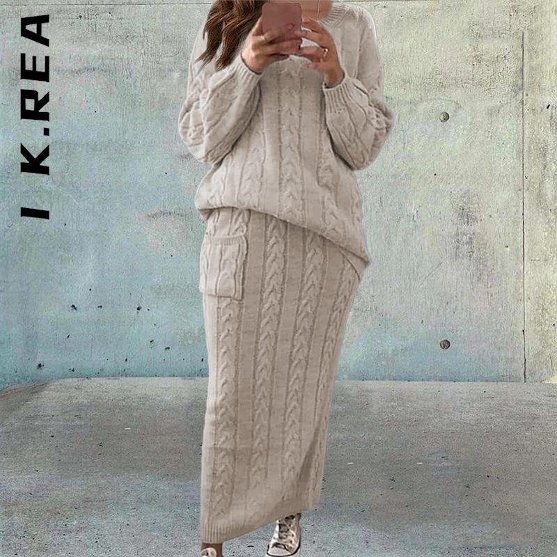 I K.Rea nowy zestaw damski eleganckie krótkie spódniczki z długim rękawem dwuczęściowy zestaw elegancki dres Party Sweatsuits dla kobiet kobieta