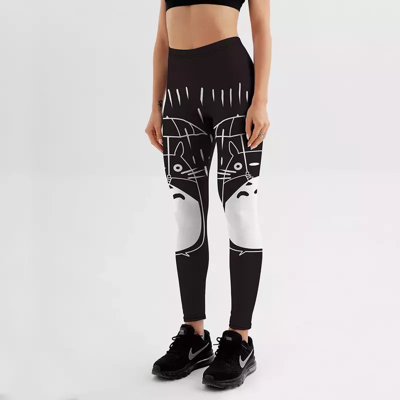 2018 venda quente leggings mulheres verão calças anime chinchila impresso preto leggings plus size S-XXXXL