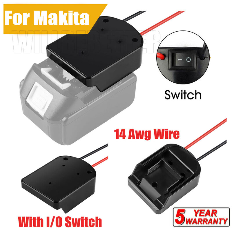 Adaptador de bateria para makita 14.4-18v li-ion bateria conector de alimentação adaptador dock titular com 14 fios awg e interruptor de i/o ferramenta diy