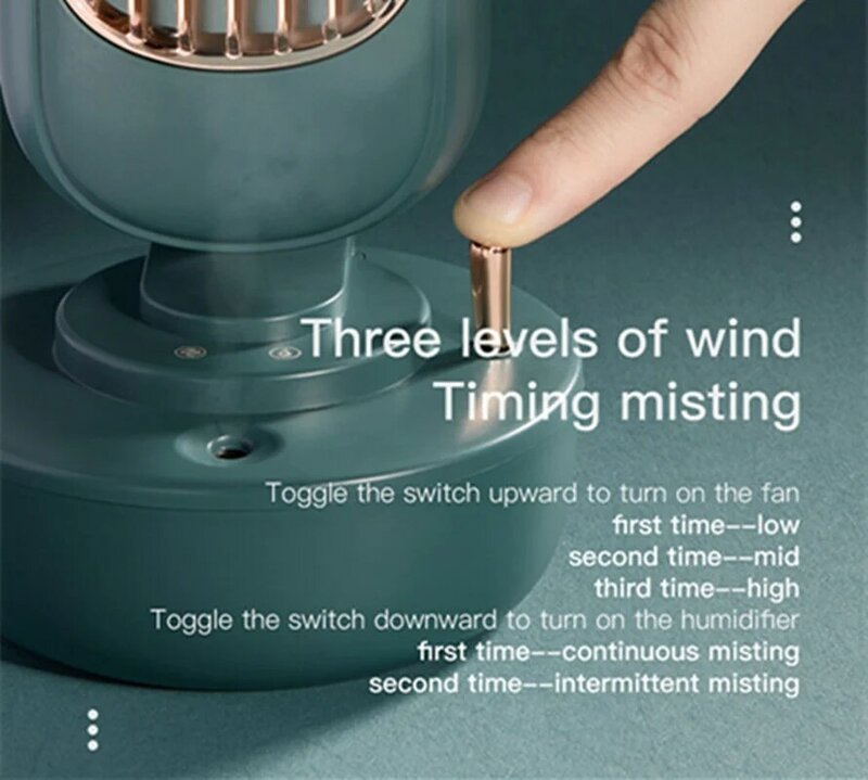 2-IN-1 Mist Air Cooler ventola senza lama Desktop silenzioso condizionatore d'aria umidificatore Home Office acqua idratante nebbia USB Tower Fan