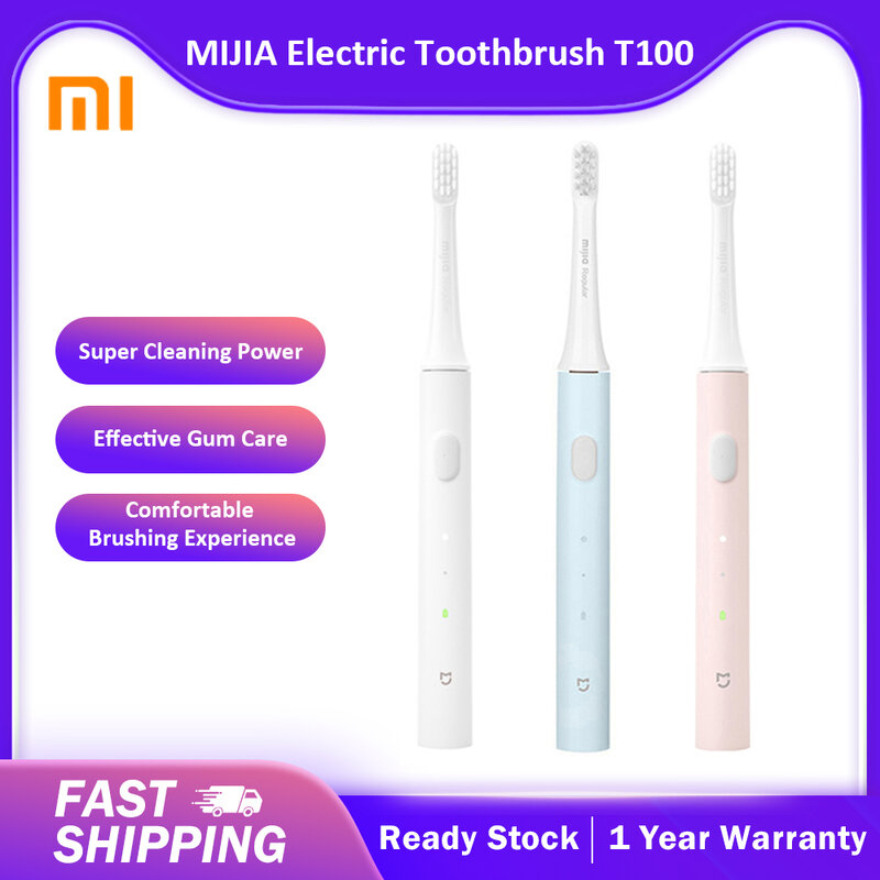 Mijia الترا سونيك سونيك فرشاة أسنان أوتوماتيكية T100 USB قابلة للشحن IPX7 مقاوم للماء فرشاة الأسنان الكهربائية شحن مجاني