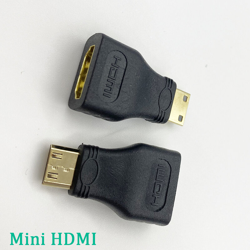 Adaptador convertidor Mini compatible con HDMI, 1 piezas, chapado en oro, 1080P, Micro HDMI hembra a HDMI macho, conector acoplador de Cable de extensión