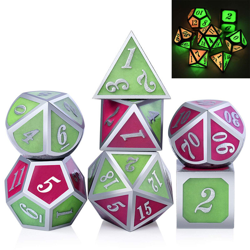 7pcs/Set luminous Handmade D&d Dnd Dice Set Metal Dice Set MTG RPG D&D Board Games Dice Dnd Polyhedral Dice D Dice Dadi Dados
