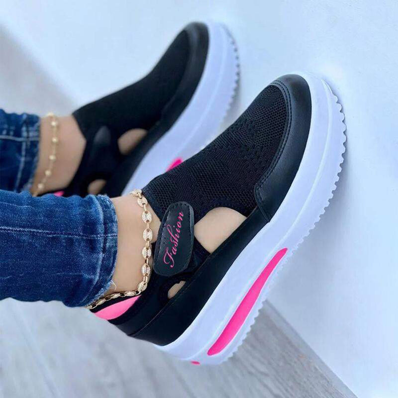 Sneakers Platform Musim Panas 2022 Sepatu Kasual Wanita Wedges Jaring Bersirkulasi Baru Ukuran 43 Sepatu Vulkanisasi Wanita Antiselip