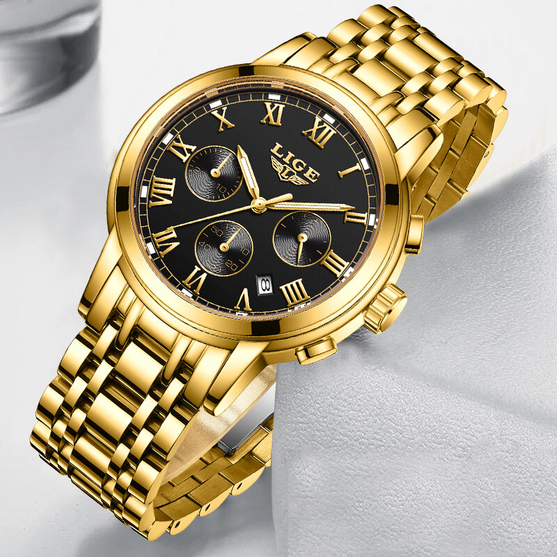 Lige casual esporte masculino relógios cronógrafo mergulhador inoxidável relógio de pulso grande dial relógio de quartzo luminoso relogio masculino