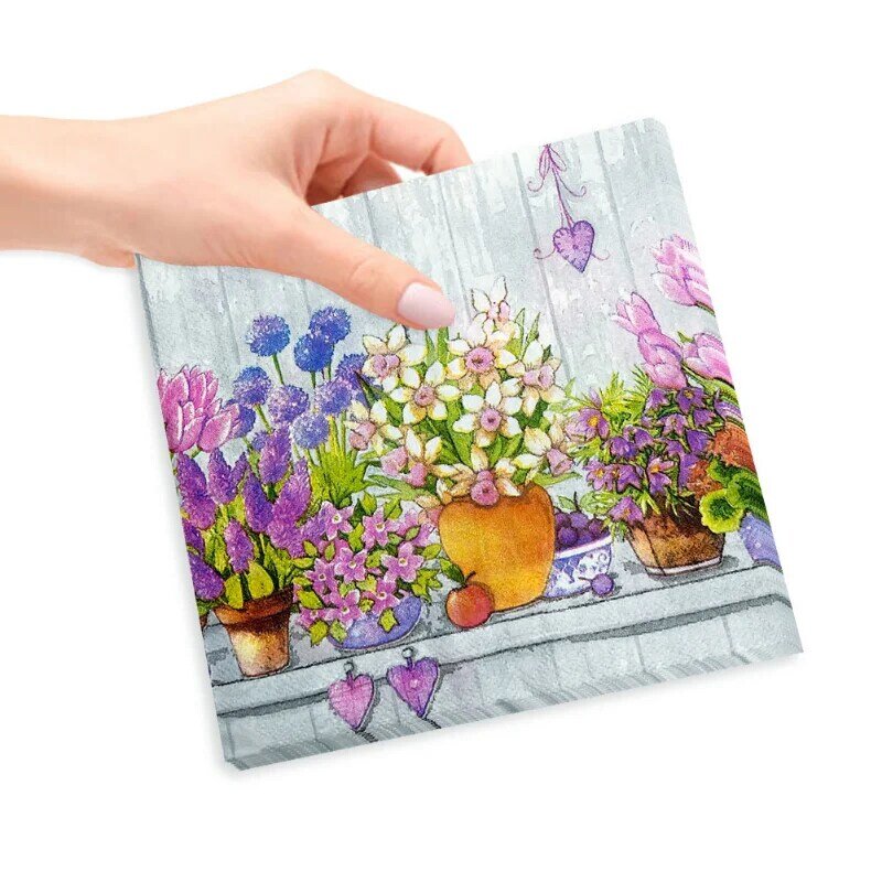 Food Grade drukowane kwadratowe tkanki 2 warstwy bezzapachowe bezpieczne zielona w kwiaty wzorzyste surowe drewno pulpy tkanki 20 sztuk