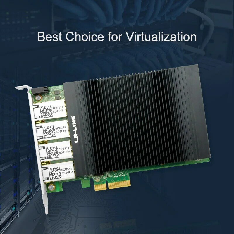 Carte d'interface gigue 802.3at, 4 ports RJ45, PCIe x4, PoE +, carte réseau basée sur la puce Intel I210, LR-LINK