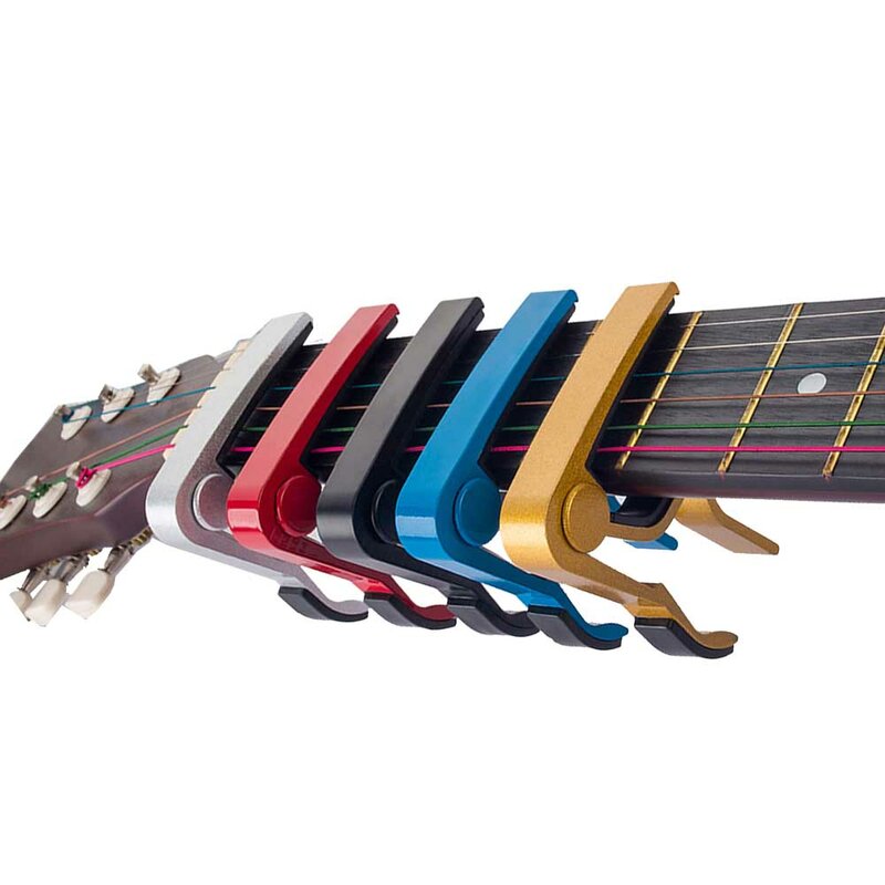 Accessori per capotasto per chitarra in metallo parti universali in lega di alluminio acustico classico regolare la chiave del morsetto Capo per chitarra con plettro per chitarra