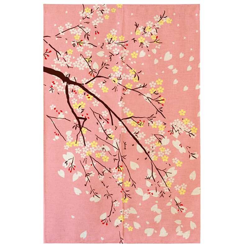 Занавес для душа, японская ткань, с принтом в виде дороги, вишневого цвета
