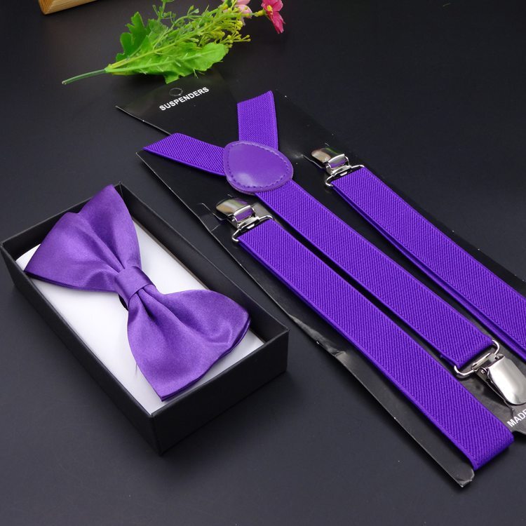 Mens Suspenders ผูกโบว์ชุดวงเล็บ Bowtie Y-Back คลิป Suspender Mens เข็มขัดรัด