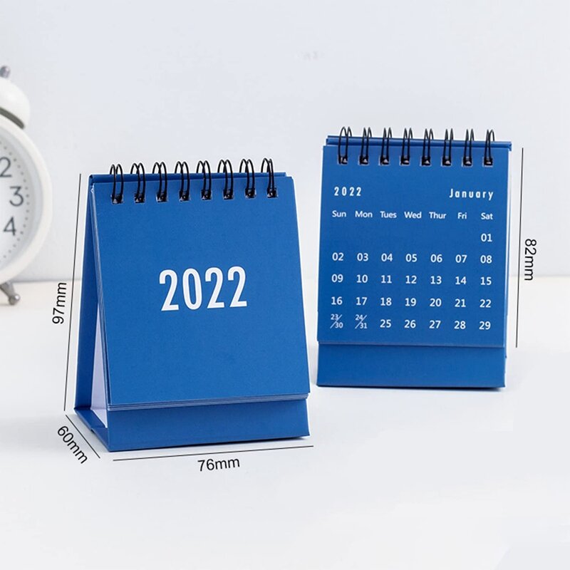 2 szt. Kalendarz biurkowy od 2022 Mini kalendarz biurkowy stojący odwróć miesięczny kalendarz nadaje się do szkolnego domowego biura