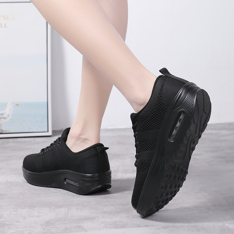 Frauen Mesh Sneakers Atmungsaktive Outdoor Spitze Up Dicken Boden Schuhe Für Frauen Casual Schuhe Damen Plattform Keile Schuhe turnschuhe