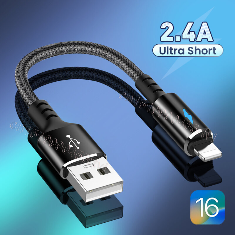 USB-кабель для передачи данных, 25 см, короткий, портативный для iPhone 14, 13, 12, 11 Pro, зарядное устройство, 0,25 м, быстрая зарядка для внешнего аккумулятора, мини-кабель