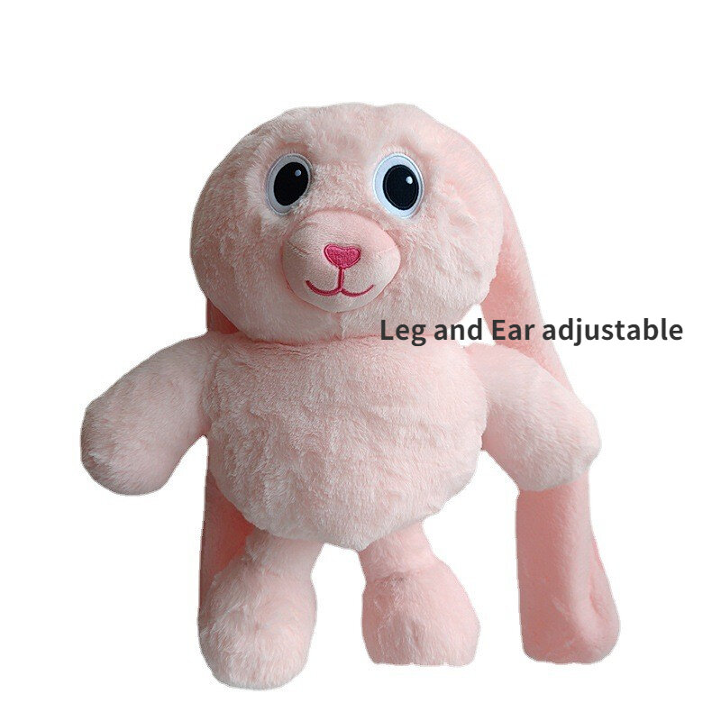 100ซม.ขายาวตุ๊กตากระต่ายของเล่นตุ๊กตาสัตว์กระต่ายยาวหูขาหดและหูตุ๊กตากระต่ายขาปรับได้