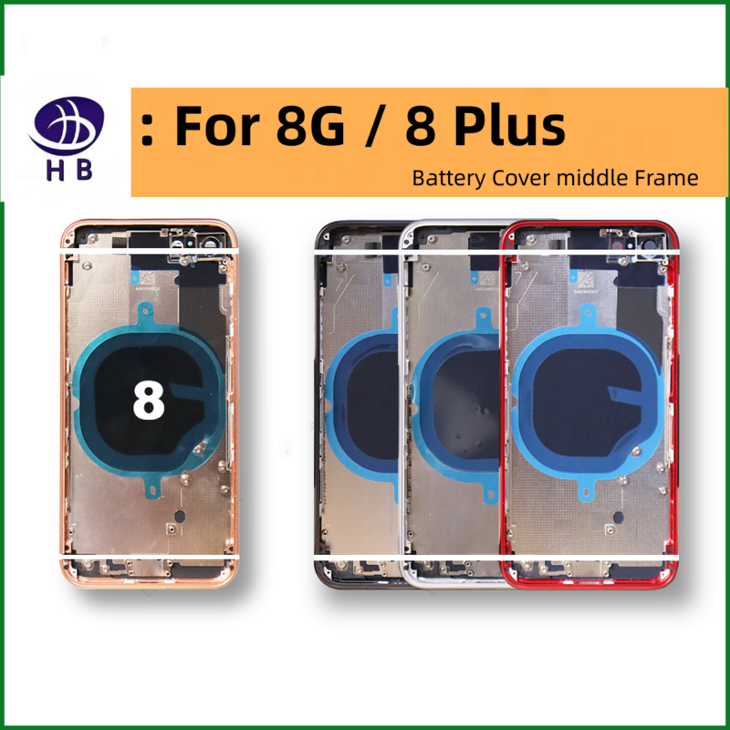10 Pack housing Replacement For iPhone 8 Plus 8G 8P Back Case Cover Battery Glass Back Door Chassis Frame Back Cover Replacement